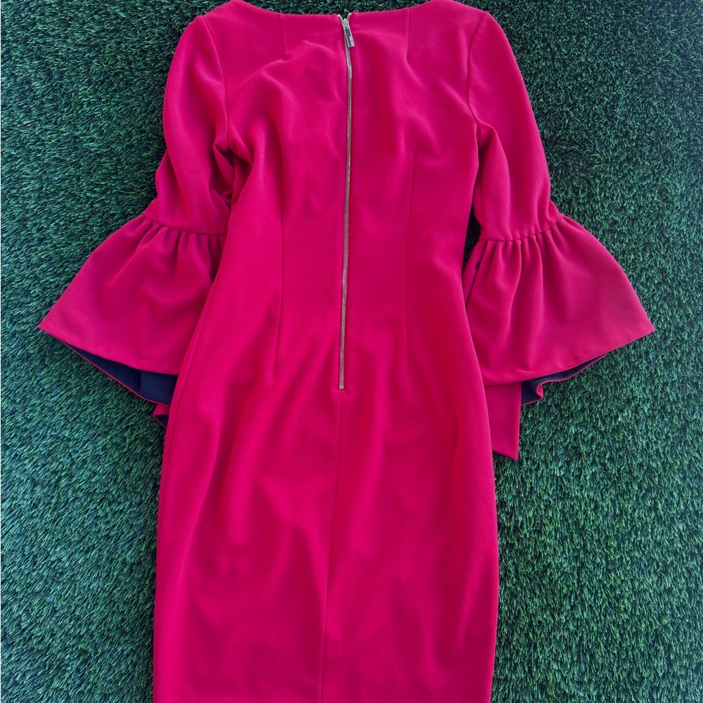 Red elegant Calvin Klein dress perfect for business casual or elegant event/dine